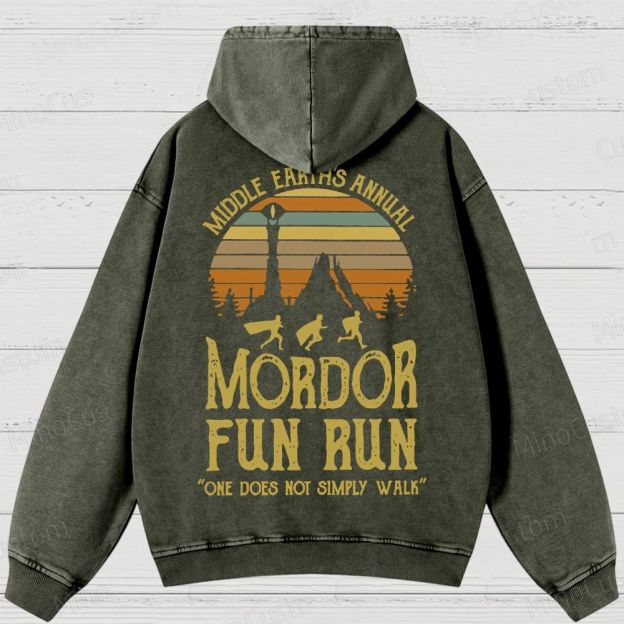 Middle Earth's Annual MordorFun Run Washed Hoodies 