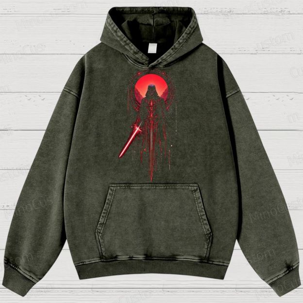 Sci - Fi Character and Red Lightsaber Themed Hoodie