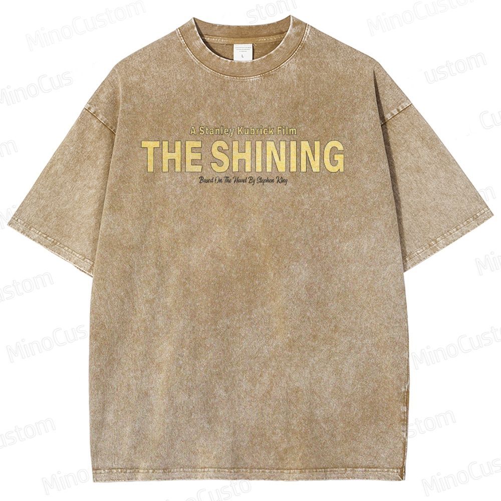 Horror Movie Character and Text Themed Washed T - Shirt