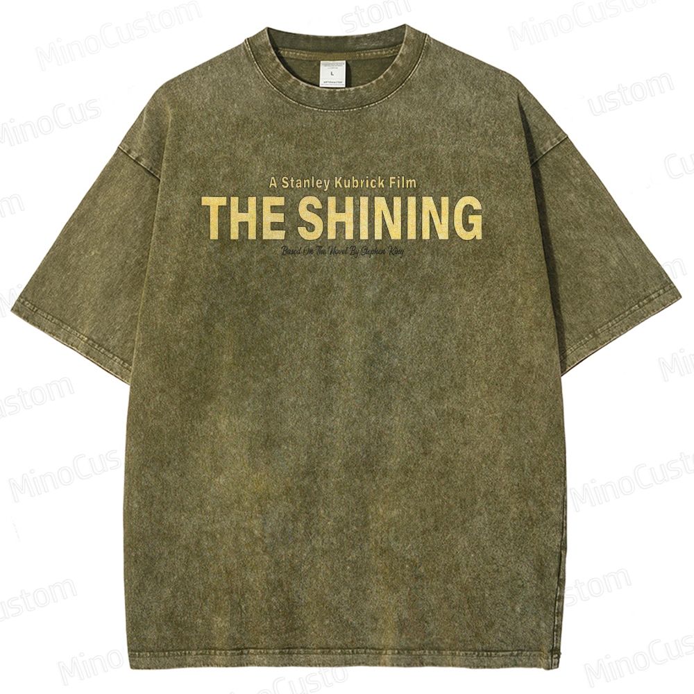 Horror Movie Character and Text Themed Washed T - Shirt