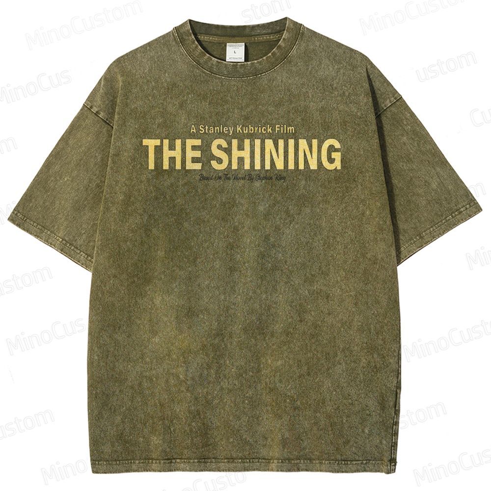 Horror Movie Character and Text Themed Washed T - Shirt