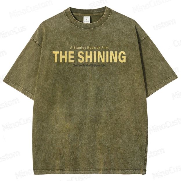 Horror Movie Character and Text Themed Washed T - Shirt