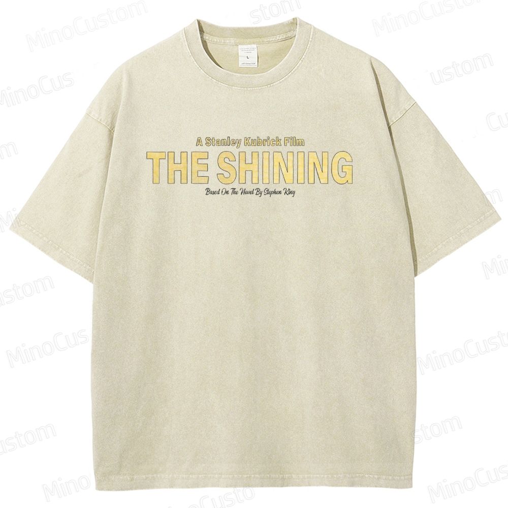 Horror Movie Character and Text Themed Washed T - Shirt