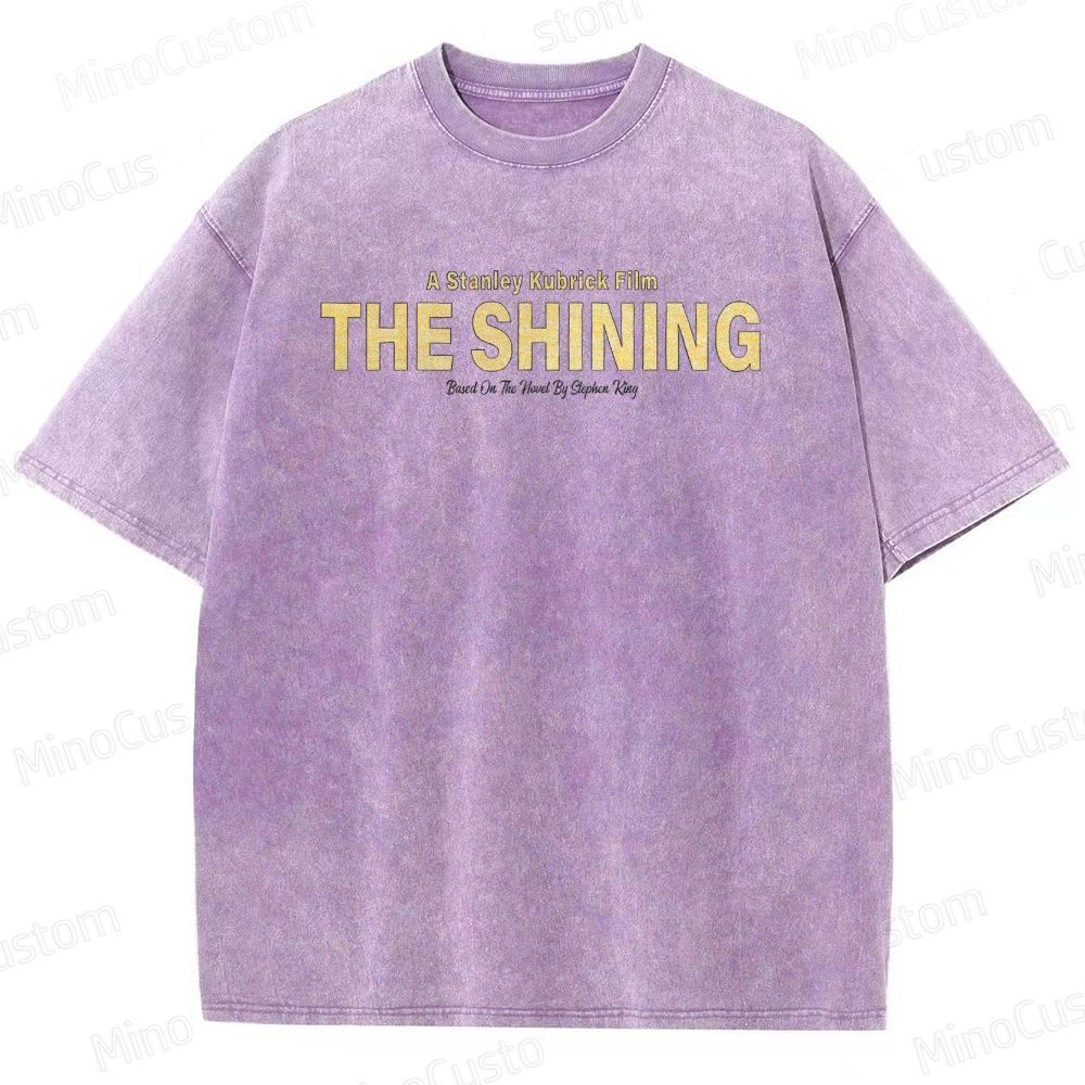 Horror Movie Character and Text Themed Washed T - Shirt