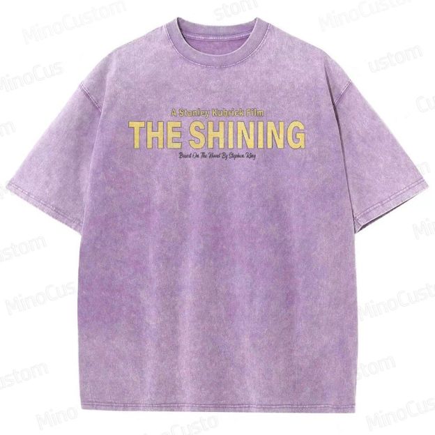 Horror Movie Character and Text Themed Washed T - Shirt