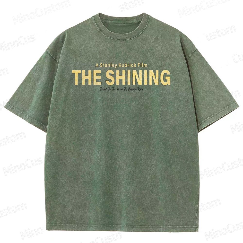 Horror Movie Character and Text Themed Washed T - Shirt