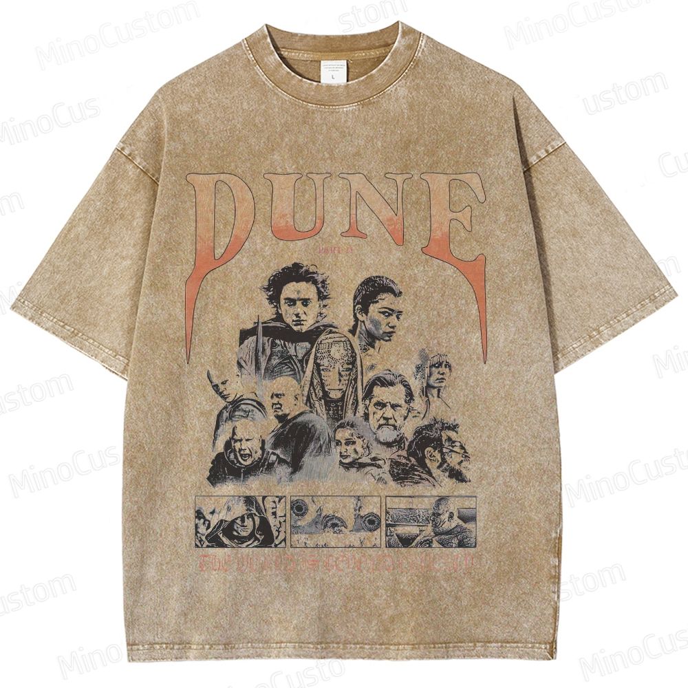 Sci - Fi Character Collage Themed Washed T - Shirt