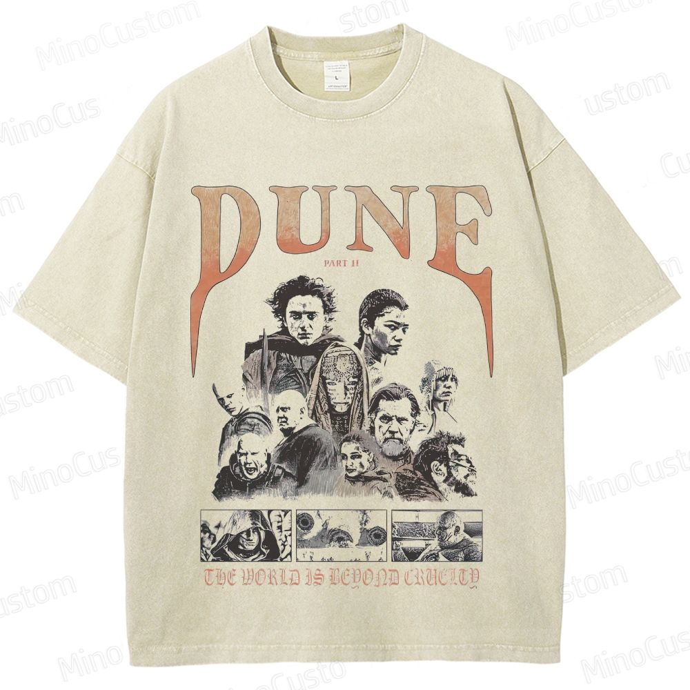 Sci - Fi Character Collage Themed Washed T - Shirt