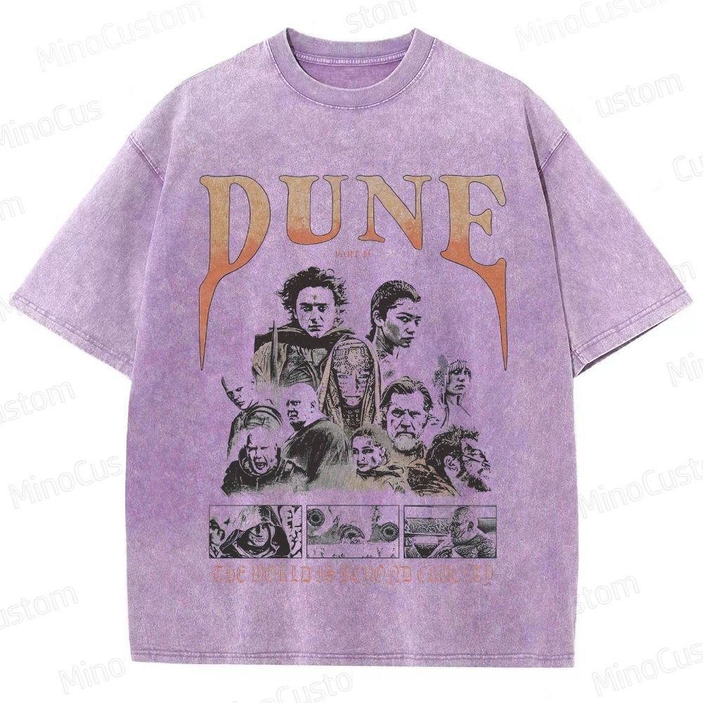 Sci - Fi Character Collage Themed Washed T - Shirt