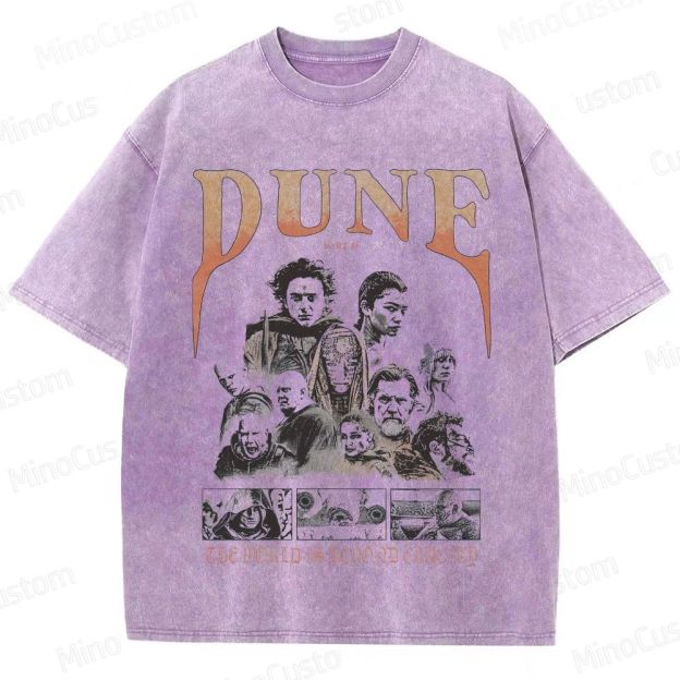 Sci - Fi Character Collage Themed Washed T - Shirt