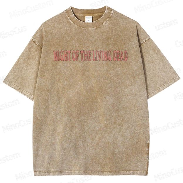Horror Movie Scene and Text Themed Washed T - Shirt