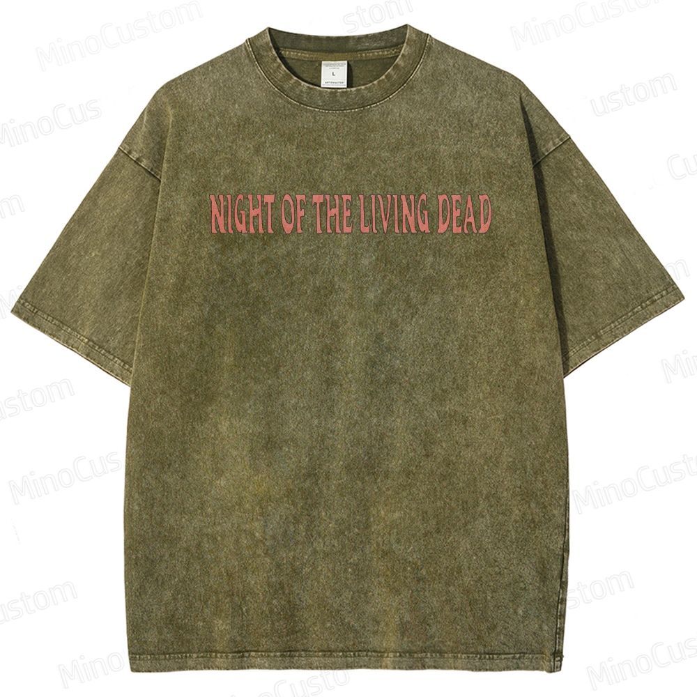 Horror Movie Scene and Text Themed Washed T - Shirt