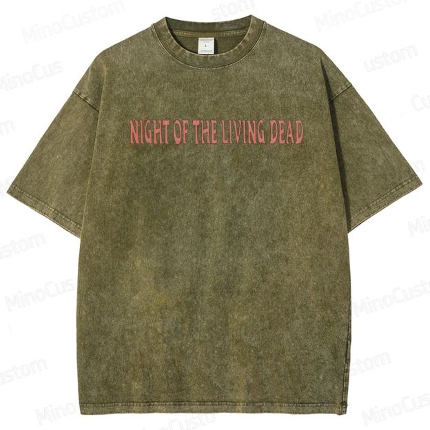 Horror Movie Scene and Text Themed Washed T - Shirt
