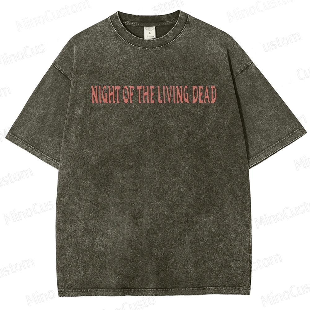 Horror Movie Scene and Text Themed Washed T - Shirt