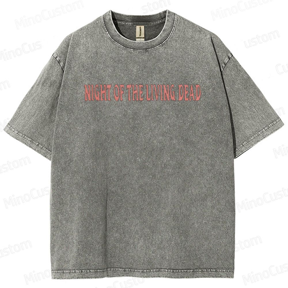 Horror Movie Scene and Text Themed Washed T - Shirt