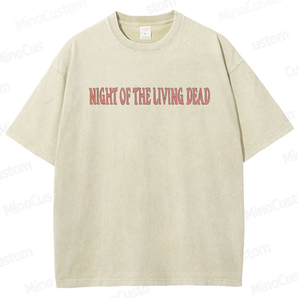 Horror Movie Scene and Text Themed Washed T - Shirt