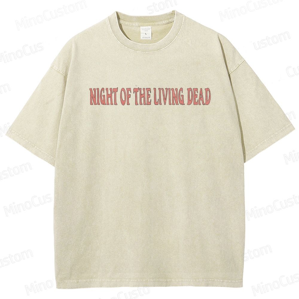 Horror Movie Scene and Text Themed Washed T - Shirt