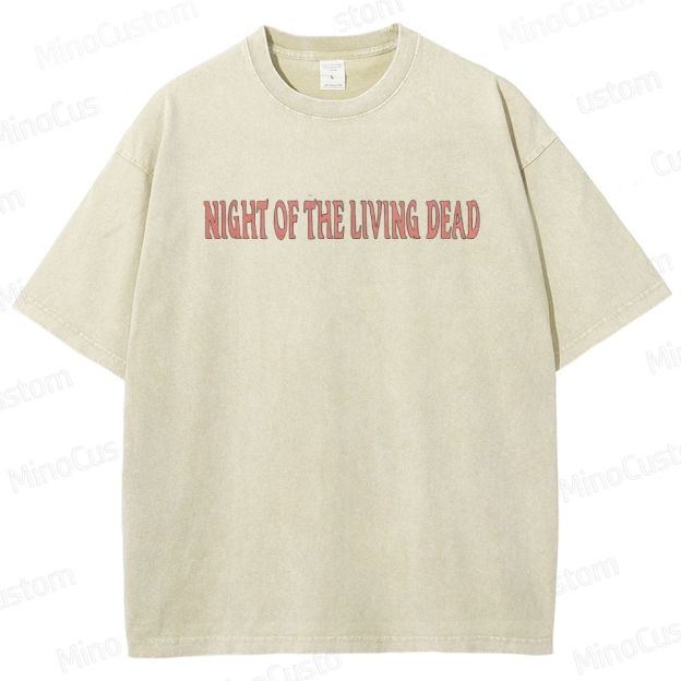 Horror Movie Scene and Text Themed Washed T - Shirt