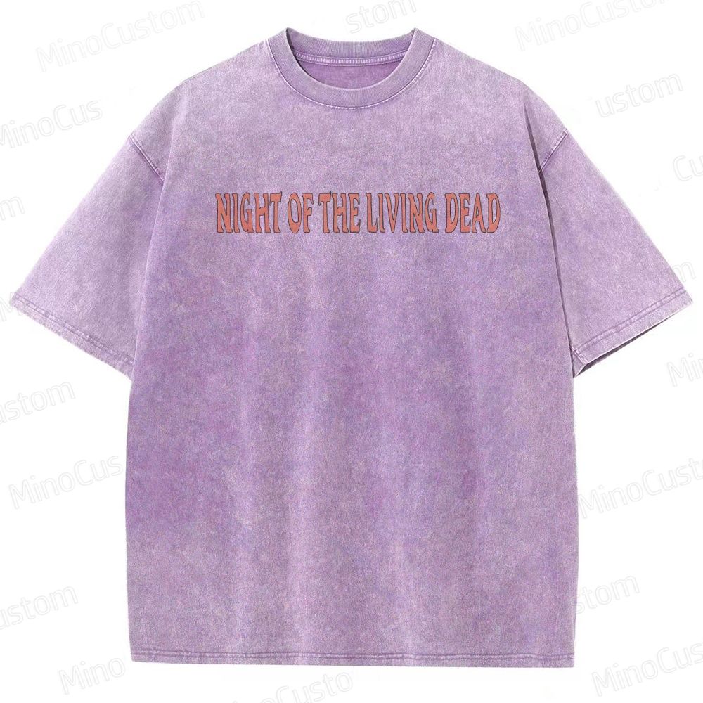 Horror Movie Scene and Text Themed Washed T - Shirt