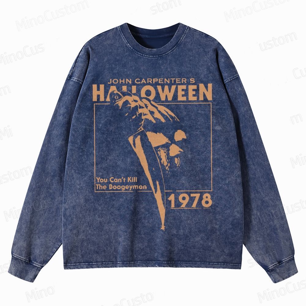 Halloween 1978 Horror Slasher Crewneck Washed Sweatshirt 