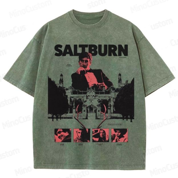 Vintage - Style Character and Mansion Graphic Short - Sleeve T - Shirt