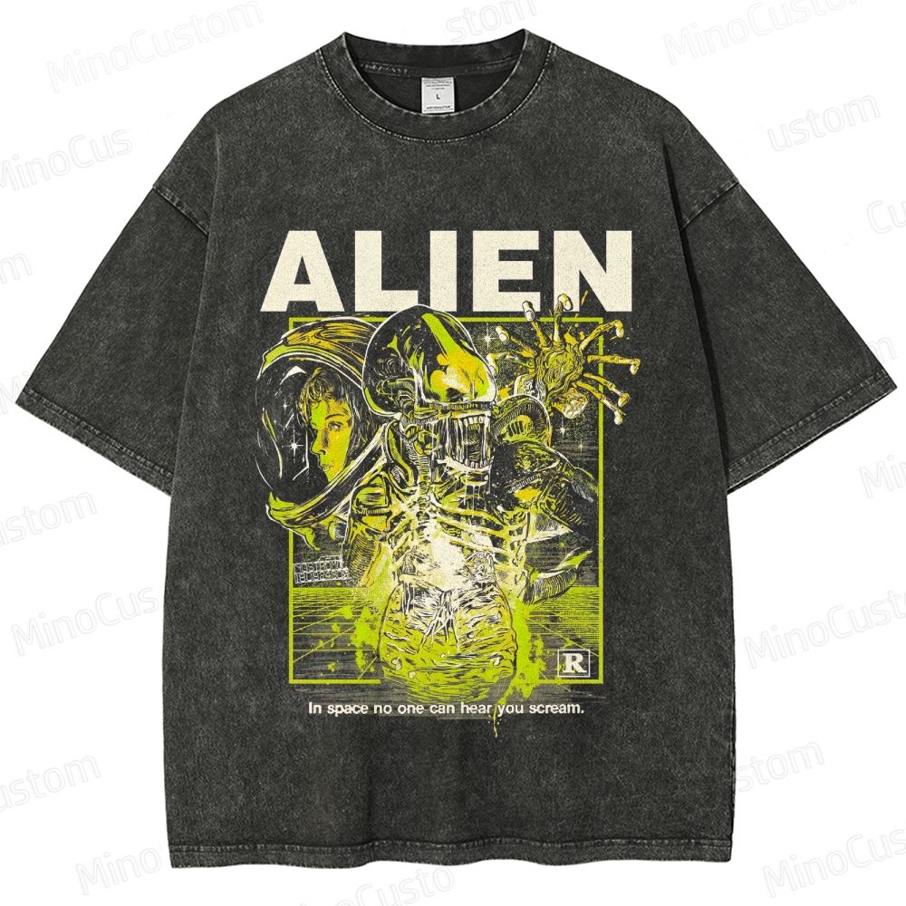 Sci - Fi Creature and Astronaut Graphic Short - Sleeve T - Shirt