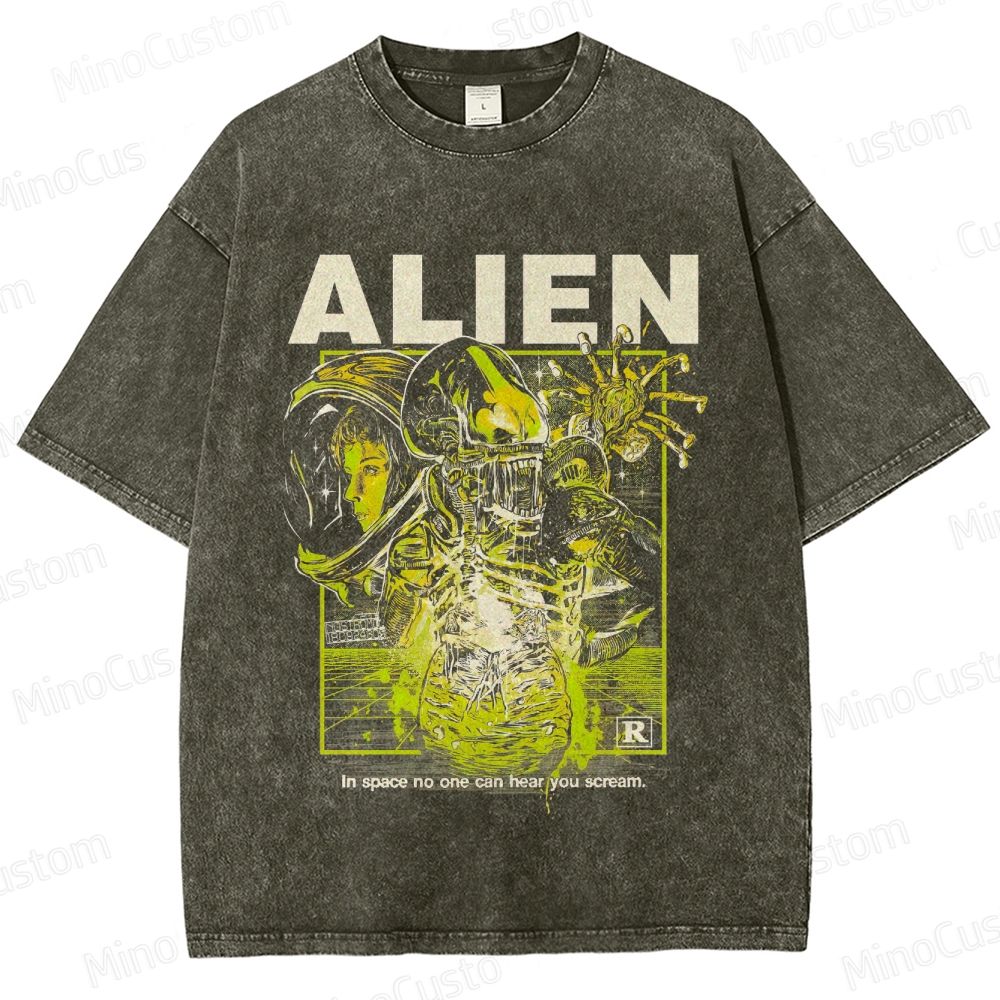 Sci - Fi Creature and Astronaut Graphic Short - Sleeve T - Shirt