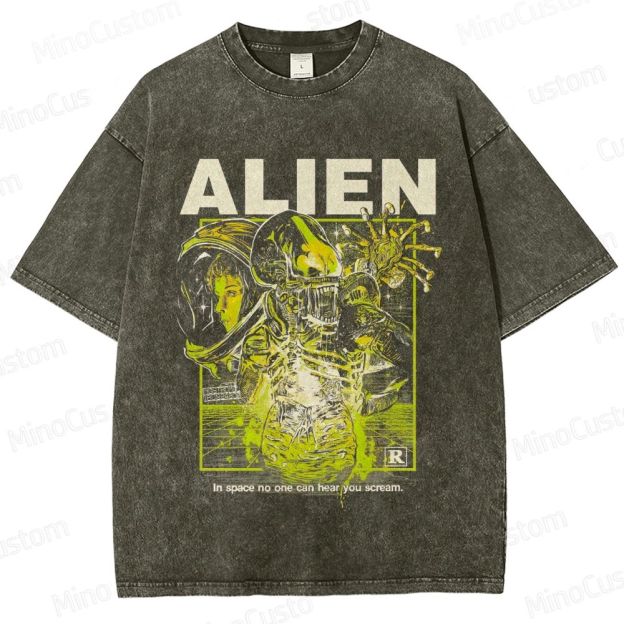Sci - Fi Creature and Astronaut Graphic Short - Sleeve T - Shirt
