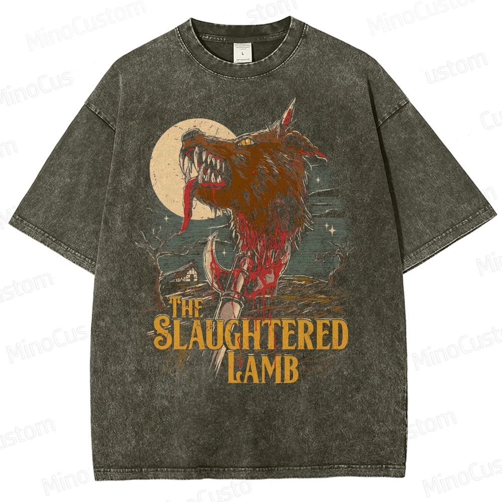 Horror - Themed Wolf and Axe Graphic Short - Sleeve T - Shirt