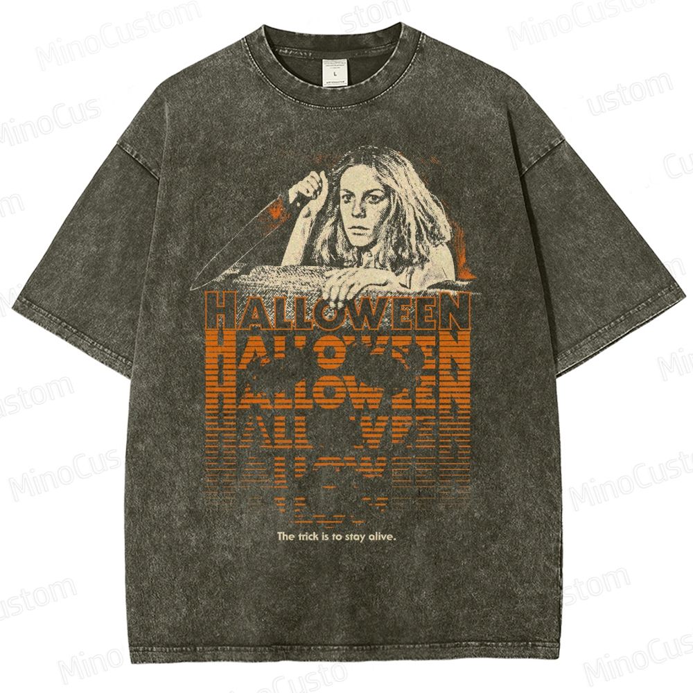 Horror - Themed Character and Text Graphic Short - Sleeve T - Shirt