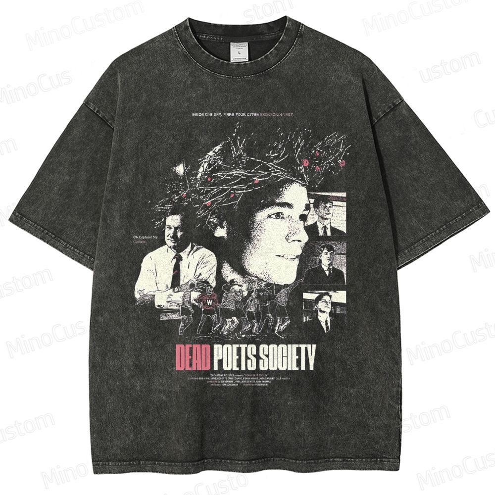 Vintage Character Collage and Text Graphic Short - Sleeve T - Shirt