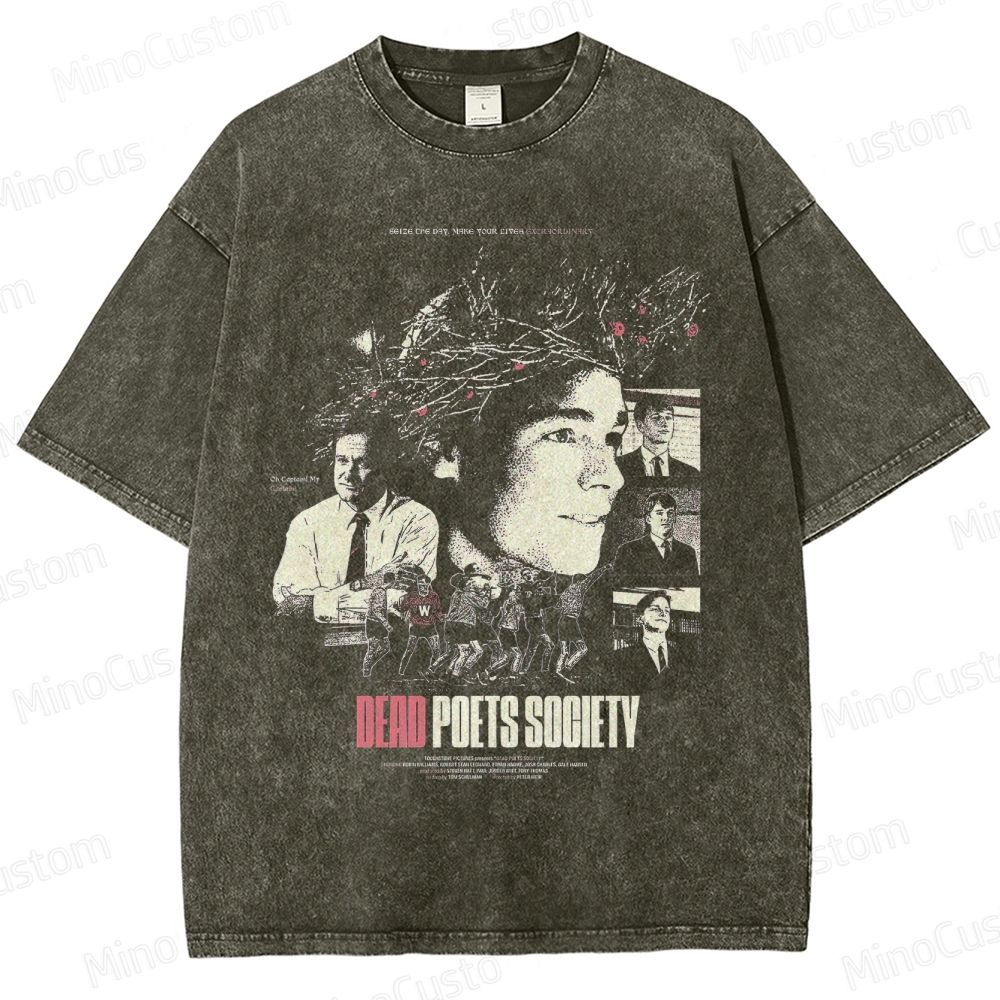 Vintage Character Collage and Text Graphic Short - Sleeve T - Shirt