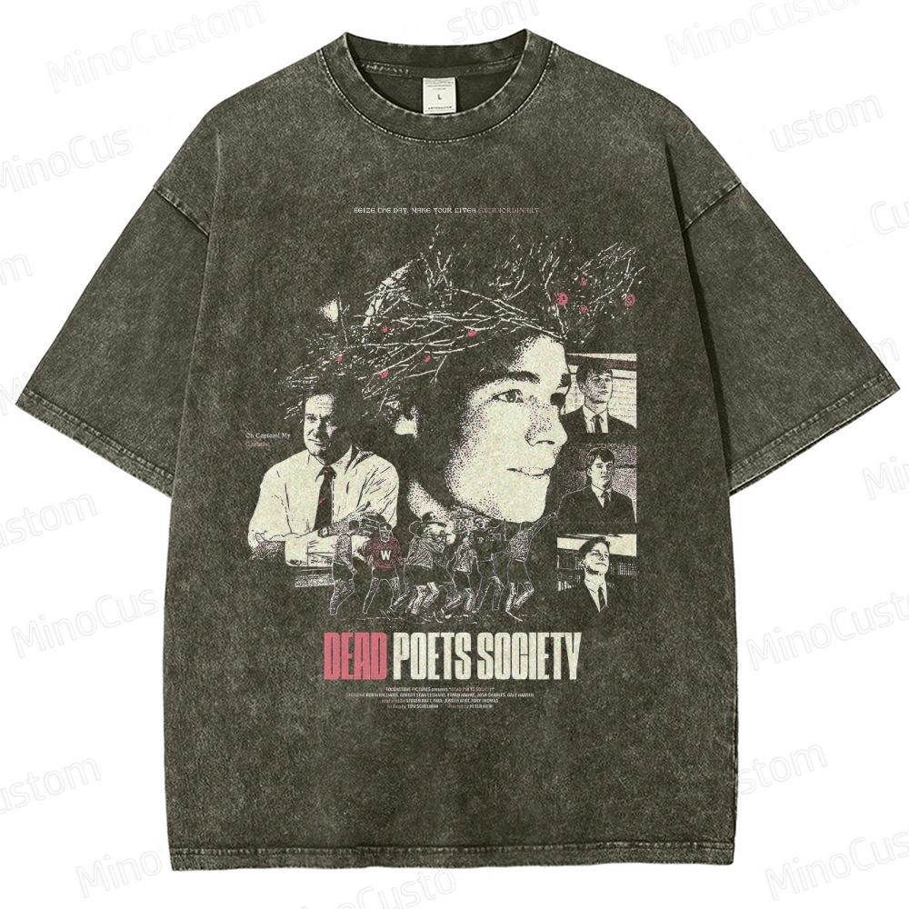 Vintage Character Collage and Text Graphic Short - Sleeve T - Shirt