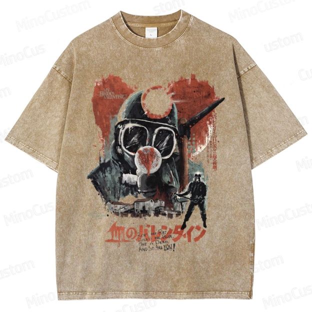 Horror - Themed Character and Text Graphic Short - Sleeve T - Shirt