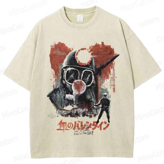 Horror - Themed Character and Text Graphic Short - Sleeve T - Shirt