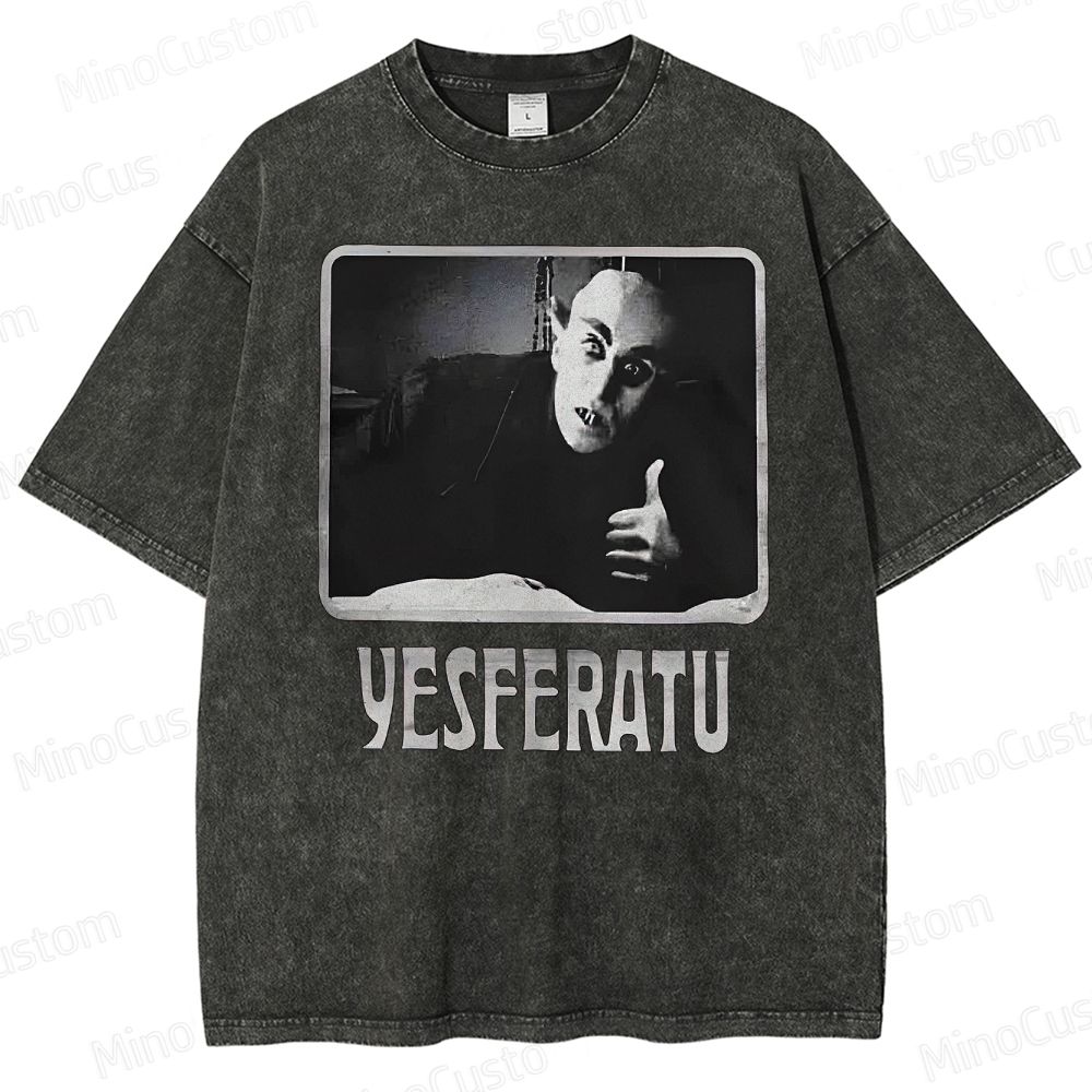 Yesferatu Funny Horror Retro Washed T-Shirt