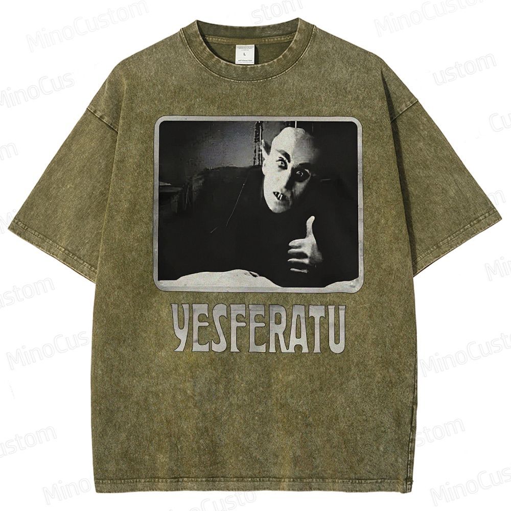 Yesferatu Funny Horror Retro Washed T-Shirt