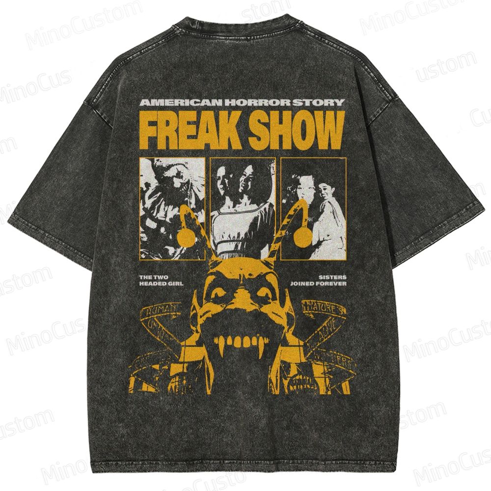 Vintage Circus Horror Graphic Washed T-Shirt 