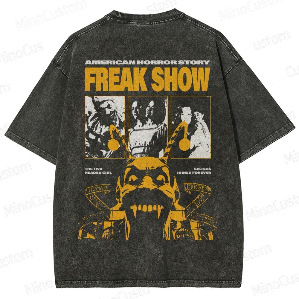 Vintage Circus Horror Graphic Washed T-Shirt
