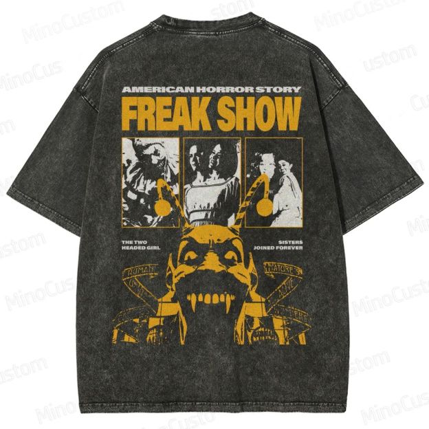 Vintage Circus Horror Graphic Washed T-Shirt 