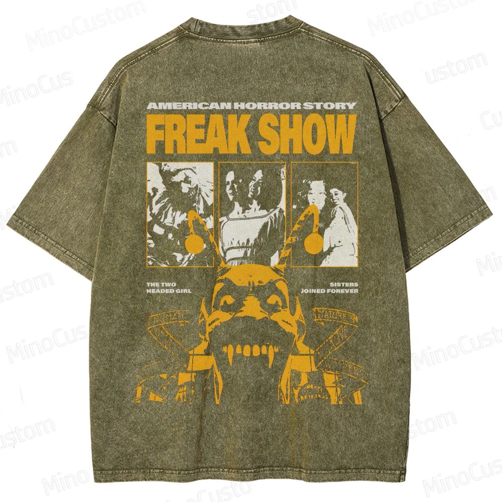 Vintage Circus Horror Graphic Washed T-Shirt 