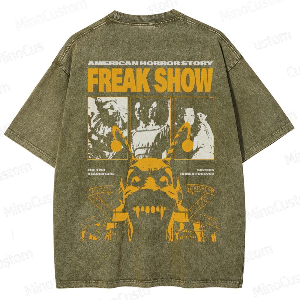Vintage Circus Horror Graphic Washed T-Shirt 