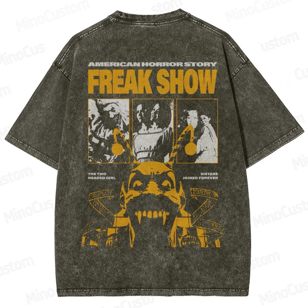 Vintage Circus Horror Graphic Washed T-Shirt 