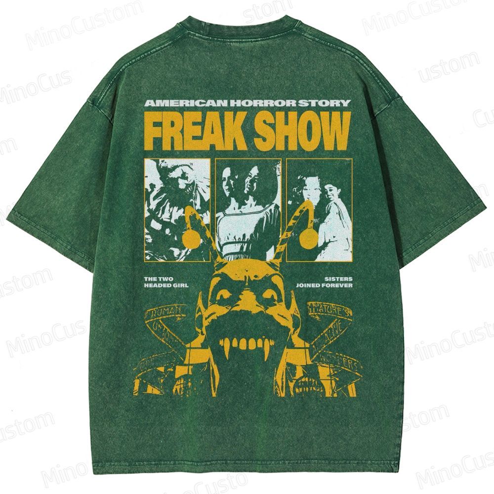 Vintage Circus Horror Graphic Washed T-Shirt 