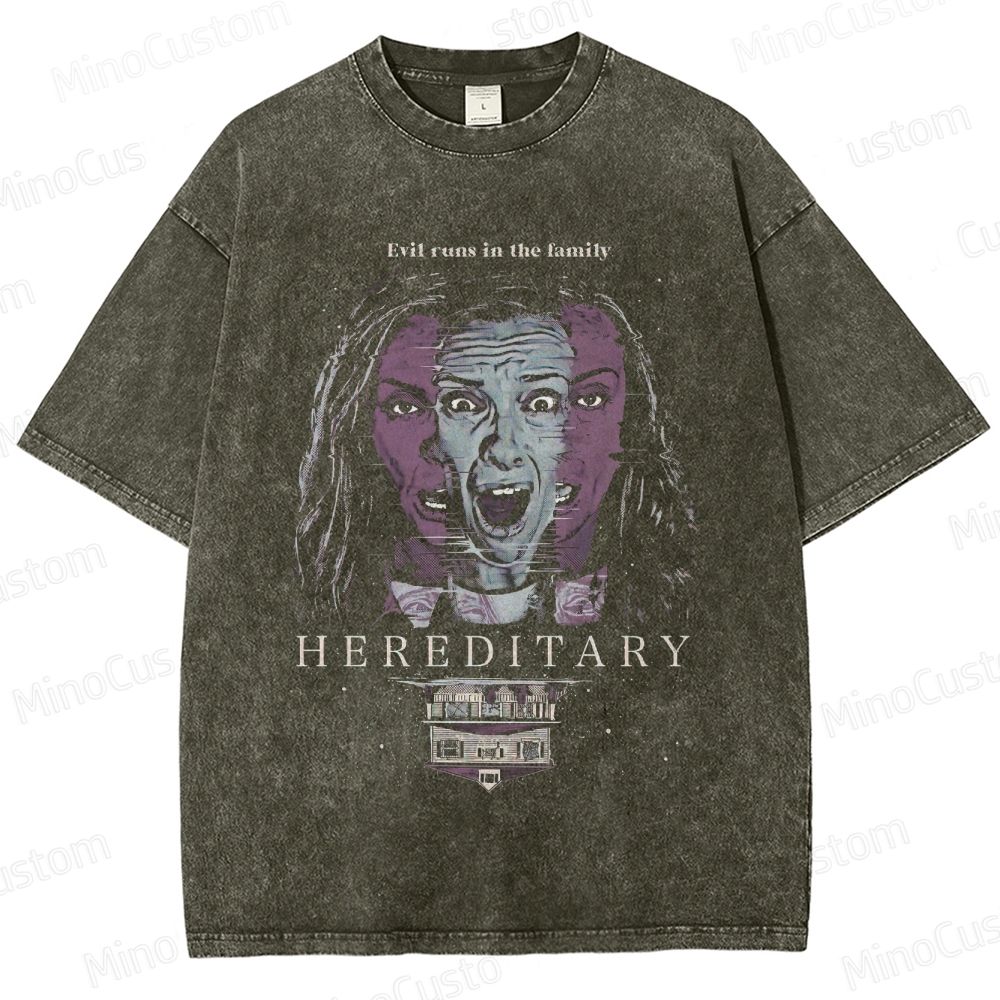 Horror - Themed Character and Text Graphic Short - Sleeve T - Shirt