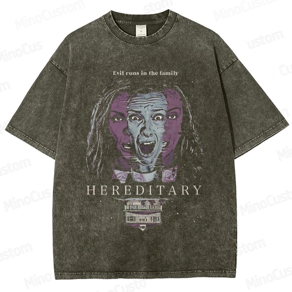 Horror - Themed Character and Text Graphic Short - Sleeve T - Shirt