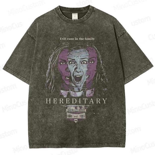 Horror - Themed Character and Text Graphic Short - Sleeve T - Shirt