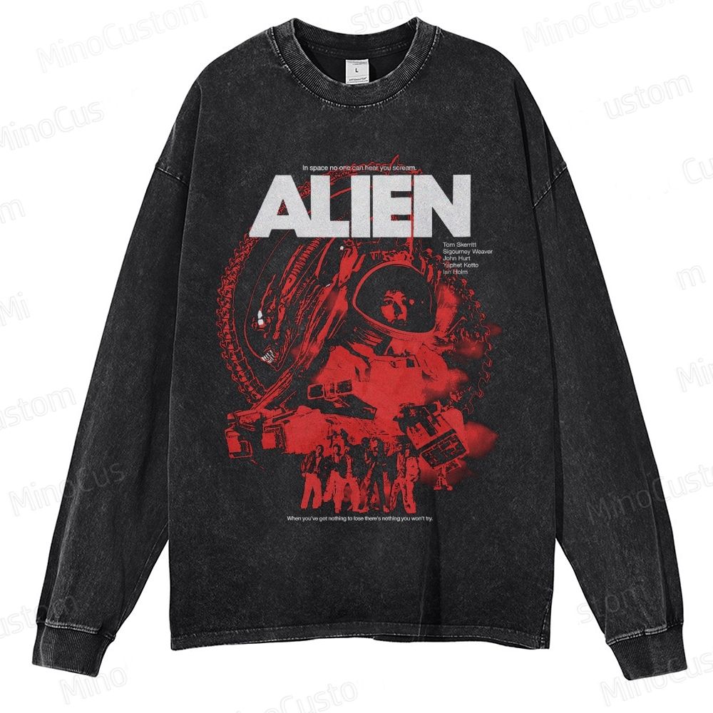 Sci - Fi Creature and Astronaut Graphic Long - Sleeve T - Shirt