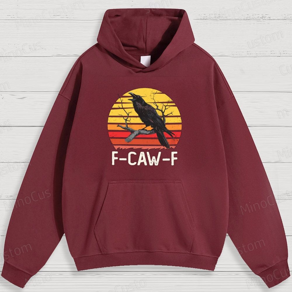 Retro Crow and Sunset Graphic Hoodie
