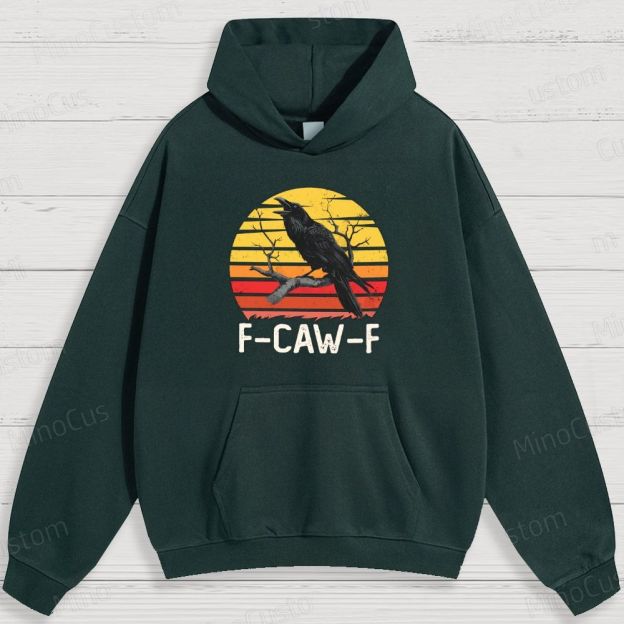 Retro Crow and Sunset Graphic Hoodie
